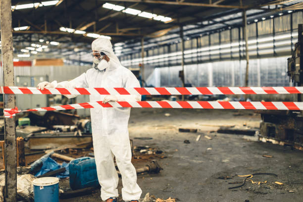 Professional Sewage Cleanup technician working in Round Mountain, TX